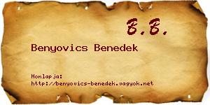 Benyovics Benedek névjegykártya